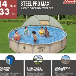 Bestway Coleman Steel Pro Max 14' X 33 Round Metal Frame Above Ground Pool Set Cheap
