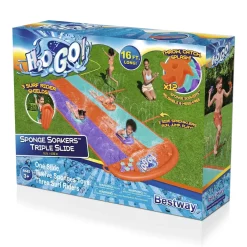 Bestway H2Ogo! 16' Triple Water Slide With Sponge Soakers Toys And Three Riders Outlet