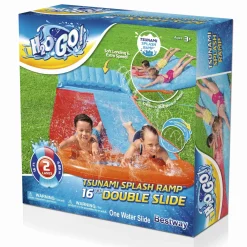 Bestway H2Ogo! Child Double Lane Water Slide With Tsunami Splash Ramp 16' Flash Sale