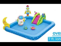 Bestway H2Ogo! Little Astronaut Square Inflatable Kiddie Pool Play Center With Slide Outlet