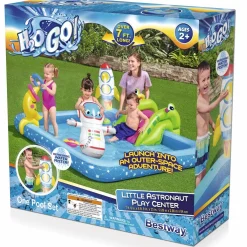 Bestway H2Ogo! Little Astronaut Square Inflatable Kiddie Pool Play Center With Slide Outlet