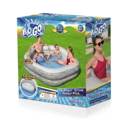 Bestway H2Ogo! Truprint Stone 7'X 6'9 X 21 Soft Sided Inflatable Family Kiddie Pool Hot