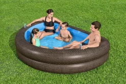 Bestway H2Ogo! Truprint Wicker 7'7 X 70 X 21 Soft Sided Inflatable Family Kiddie Pool Clearance